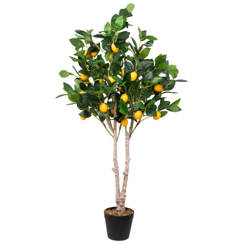 Artificial Lemon Tree In Black Pot with Faux Moss - 45"