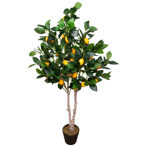 Artificial Lemon Tree In Black Pot with Faux Moss - 45"