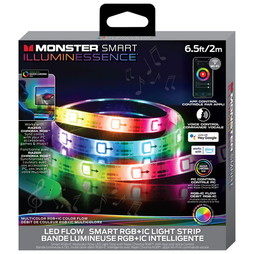 Bande lumineuse DEL activée par le son Smart de Monster - 2 m