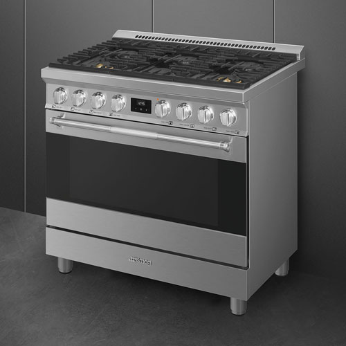 Smeg 36" 4.5 Cu. Ft. True Convection 6-Burner Freestanding Dual Fuel Range - Stainless Steel