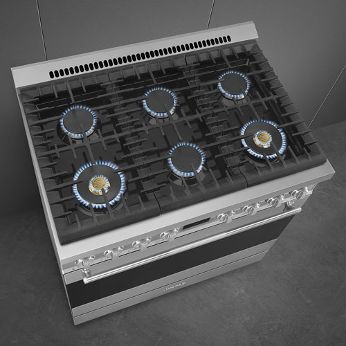 Smeg 36" 4.5 Cu. Ft. True Convection 6-Burner Freestanding Dual Fuel Range - Stainless Steel