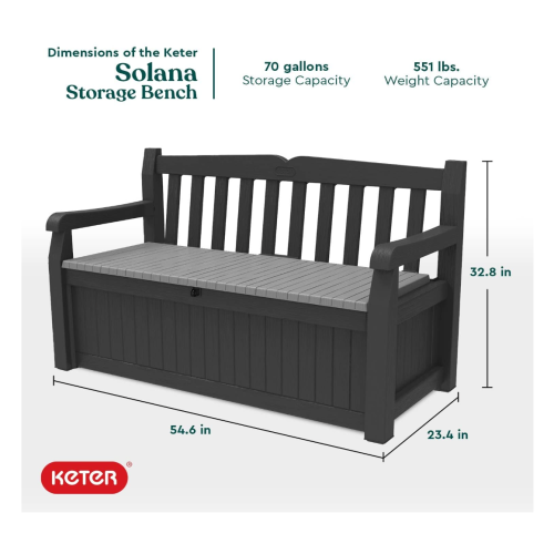 Keter Solana 70 Gallon Storage Bench Deck Box