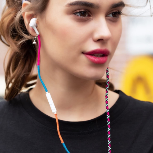 Rope Earphones, Earbuds, in Ear 3.5mm Jack Headphones with Microphone Remote for iPhone, iPad, Mac, Laptop Android Devices Fabric Braided Wristband