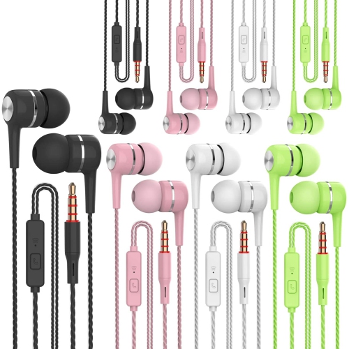 DOLAER  Heavy Bass Earphone Color Call With Mic Stereo Earbud Headphones Mixed Colors (Black + White + Pink + 8 Pairs)… In Green