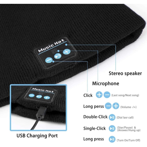Bluetooth Beanie Hat, Xmas Stocking Stuffers Mens Gifts Music Hats with Bluetooth Headphones, for Women Mens Mom Dad Teens Girl Boys