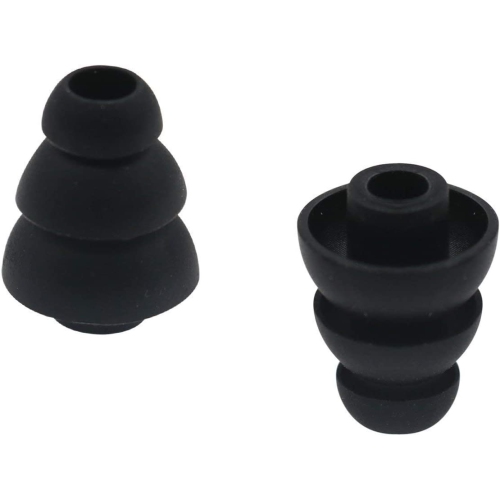 6 Pairs Replacement Triple Flange Conical Ear Tips Earbuds Eartips Silicone Buds for Most in Ear Headphones Black [Small Size] (3flange Tips S)