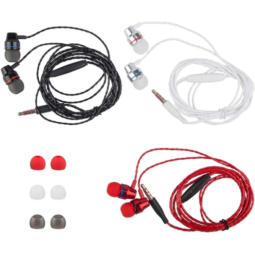 Paquet de 3 écouteurs bouton avec télécommande et microphone, écouteurs bouton findTop Brass isolation sonore antienchevêtrement pour téléphones