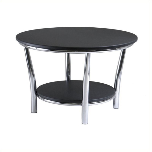 round coffee table with silver legs