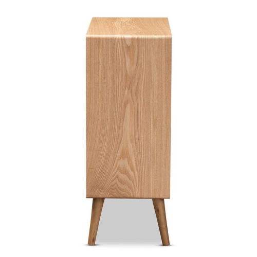 Bowery Hill Medium Oak Finished Wood and Rattan 4-Drawer Accent Chest