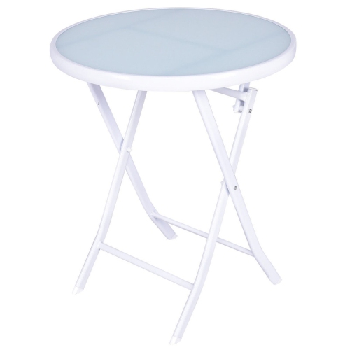 3 Pieces Patio Folding Bistro Set for Balcony or Outdoor Space-White