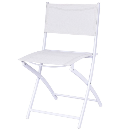 3 Pieces Patio Folding Bistro Set for Balcony or Outdoor Space-White