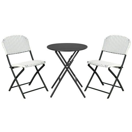 SLICKBLUE  3 Pieces Patio Rattan Bistro Set With Round Dining Table And 2 Chairs