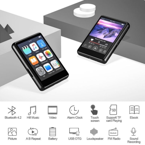 axGear MP3 Player Bluetooth 5.0 Full Touch Screen with Line-in Speaker and FM Radio