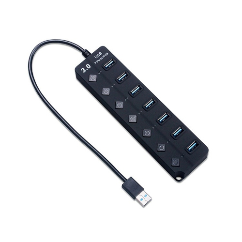 axGear 7 Ports USB 3.0 5Gbps Hub with 7 Individual Switches and LED Indication