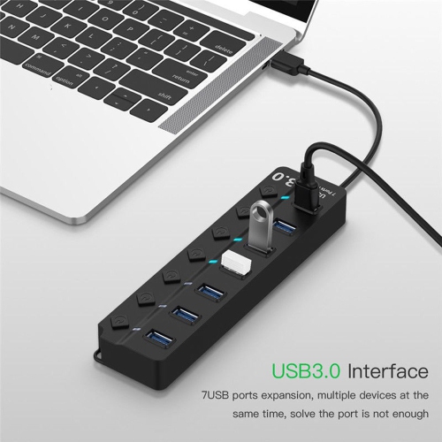 axGear 7 Ports USB 3.0 5Gbps Hub with 7 Individual Switches and LED Indication