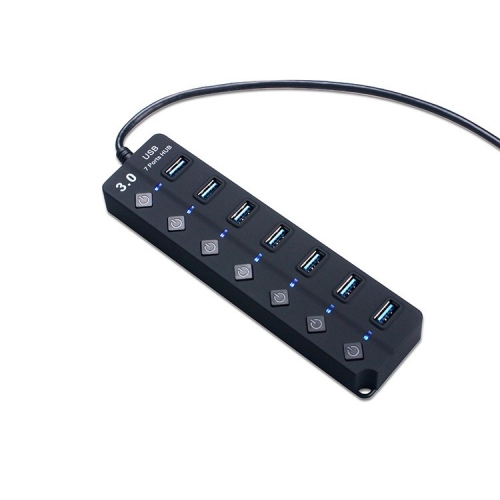 axGear 7 Ports USB 3.0 5Gbps Hub with 7 Individual Switches and LED Indication