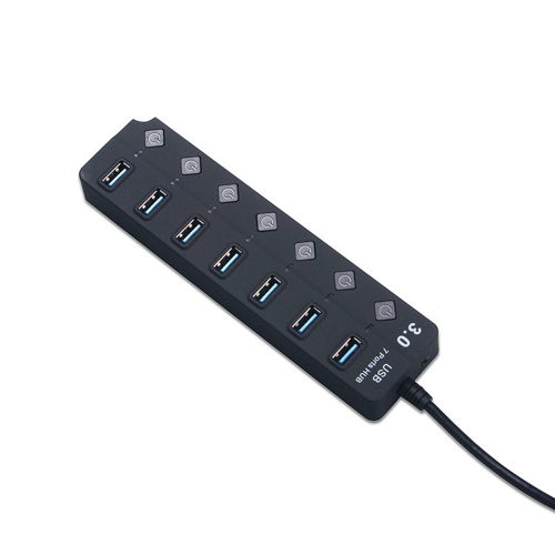 axGear 7 Ports USB 3.0 5Gbps Hub with 7 Individual Switches and LED Indication