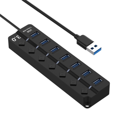 axGear 7 Ports USB 3.0 5Gbps Hub with 7 Individual Switches and LED Indication