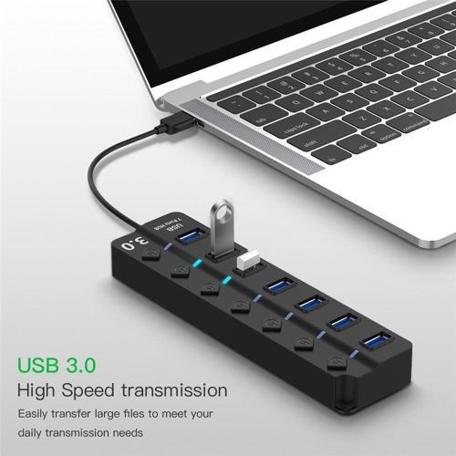 axGear 7 Ports USB 3.0 5Gbps Hub with 7 Individual Switches and LED Indication