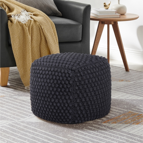 LOFT LYFE  Swara Cotton Yarn Pouf, Black