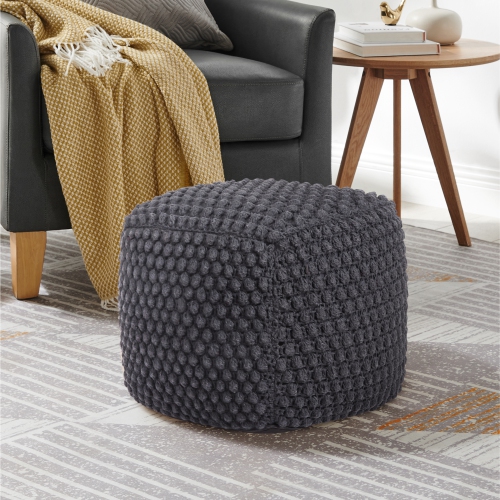Loft Lyfe Swara Cotton Yarn Pouf, Ivory