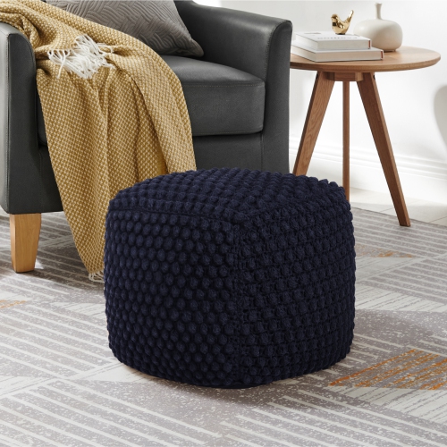 Loft Lyfe Swara Cotton Yarn Pouf, Ivory