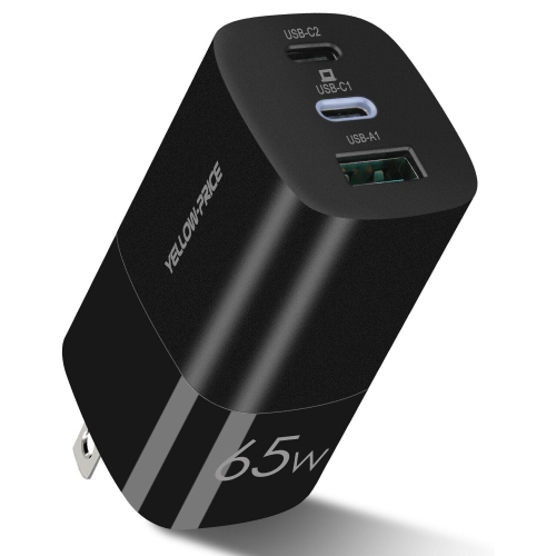 YELLOW-PRICE PD 3.0 USB C Charger 65W [GaN Power Tech] w/ Dynamic Detect, 3-Port
