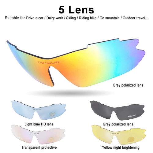 [11-EN-1] Lunettes de soleil sport UV Protection-5 verres, serre-tête, sac de rangement et étui