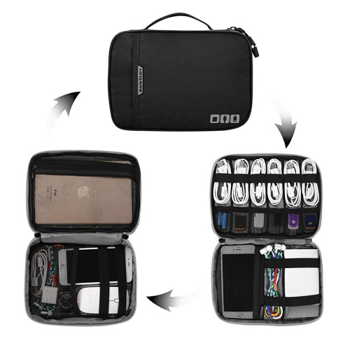 Double Layer Electronic Accessories Organizer for Cables, USB Flash Drive, Plug