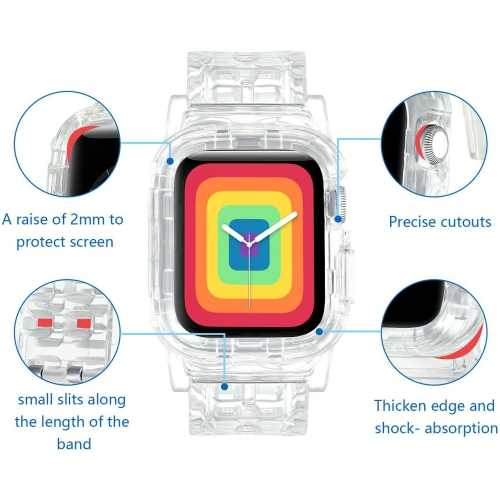 Crystal Rugged Shock Resistant TPU Bumper Case Band for iWatch SE 40/44mm, Black