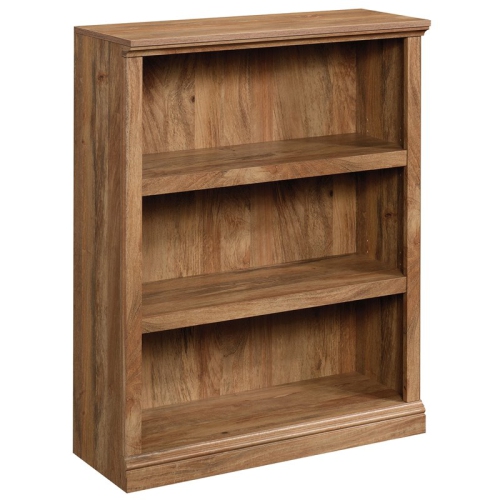 Pemberly Row Storage Contemporary 3-Shelf Wood Bookcase in Sindoori Mango Beige