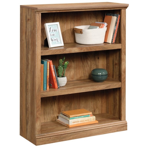 Pemberly Row Storage Contemporary 3-Shelf Wood Bookcase in Sindoori Mango Beige