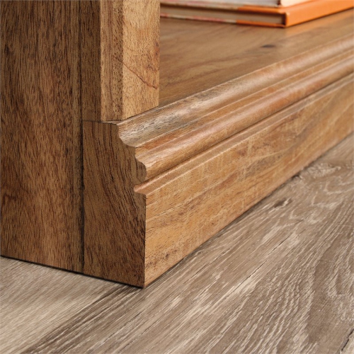 Pemberly Row Storage Contemporary 3-Shelf Wood Bookcase in Sindoori Mango Beige