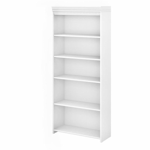 BUSH  Fairview 5 Shelf Bookcase In Pure And Shiplap Gray - Engineered Wood In White