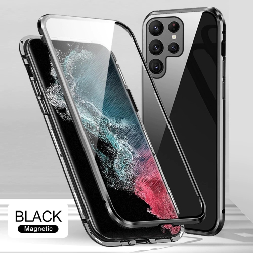 Riviera 360° Clear Tempered Glass Magnetic Case for Samsung S22 Ultra - Black