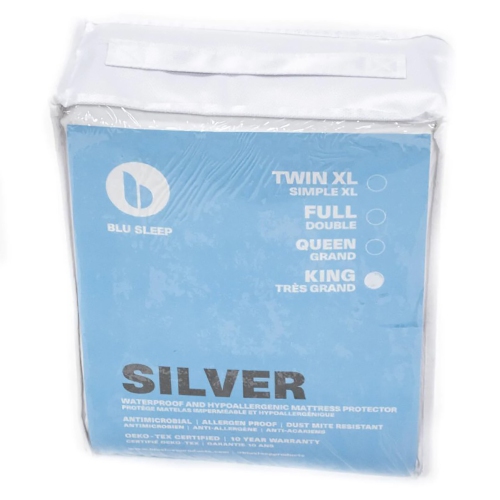 Blu Sleep - Silver Mattress Protector, Hypoallergenic and Waterproof, XL Twin Size, White