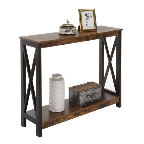 Convenience Concepts Oxford Console Table with Shelf in Nutmeg Wood Finish