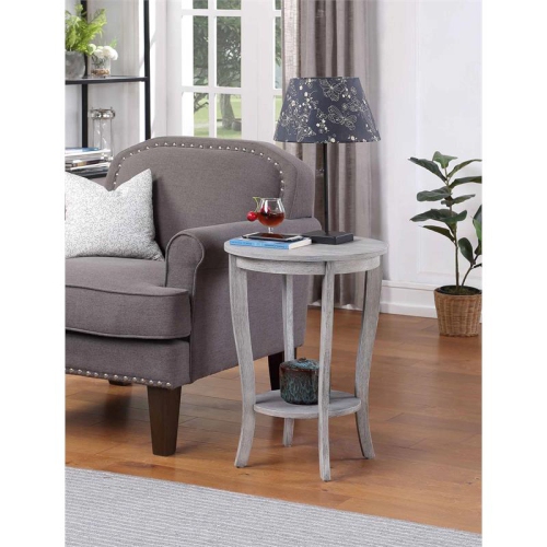 CONVENIENCE CONCEPTS American Heritage Round End Table In Weathered White Wood Finish