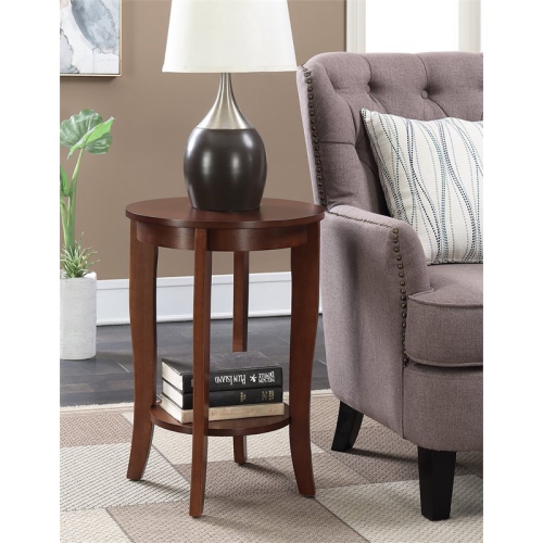 Pemberly Row Round End Table in Mahogany Wood Finish