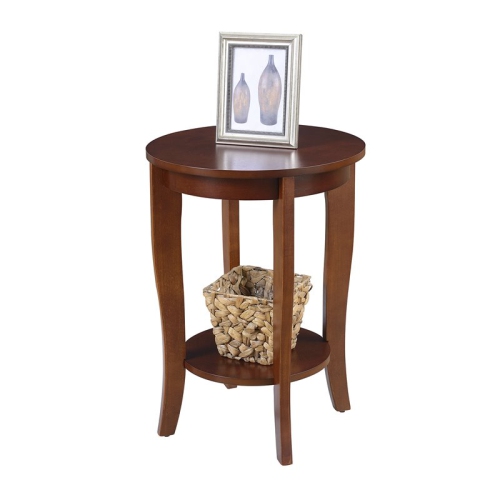Pemberly Row Round End Table in Mahogany Wood Finish