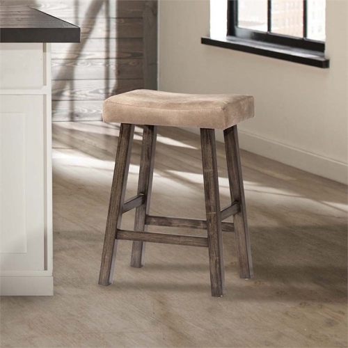Bowery Hill Transitional 30" Faux Leather Bar Stool in Rustic Gray