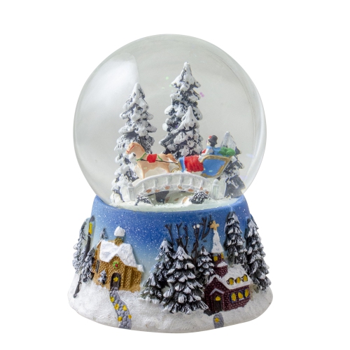 NORTHLIGHT  Winter Forest Sleigh Ride Musical Christmas Snow Globe - 5.75"