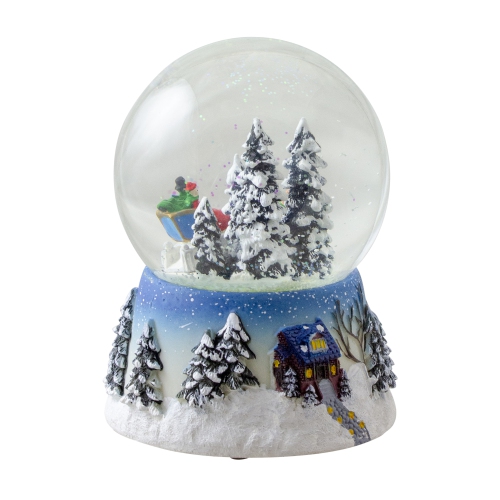 Winter Forest Sleigh Ride Musical Christmas Snow Globe - 5.75"