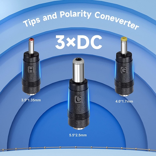 12V 1A/1000mA 10ft Long Power Supply Adapter, 12W Adaptor AC to DC Adapter Cord with 3 Tips for LED Strip Lights, Keyboard, BT Speaker, Router,