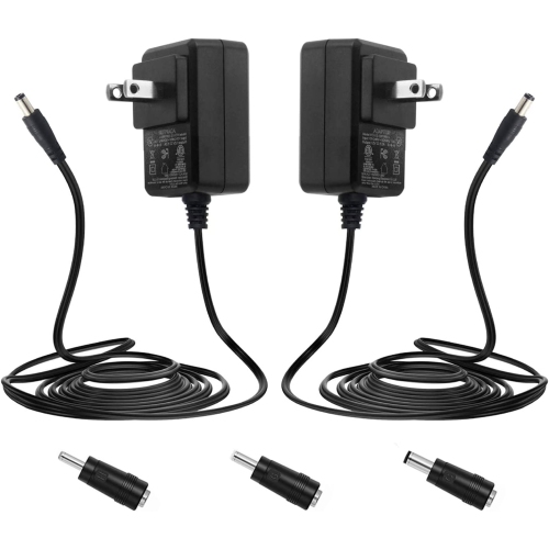 2 Pack AC 100-240V 50/60Hz to DC 12V 1A 1000MA Power Adapter with 3 Tips for Home Security Camera Surveillance System, LED Strip Lights, Keyboard, BT