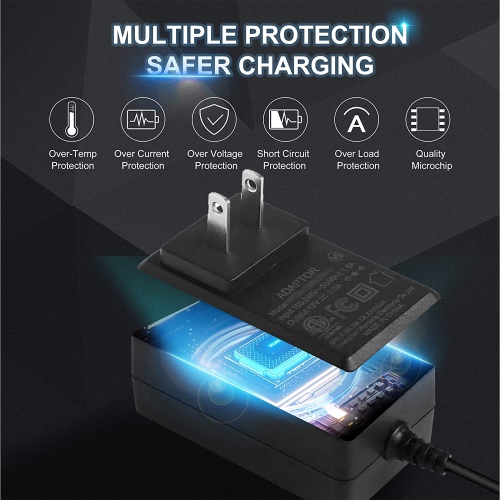 2 Pack AC 100-240V 50/60Hz to DC 12V 1A 1000MA Power Adapter with 3 Tips for Home Security Camera Surveillance System, LED Strip Lights, Keyboard, BT