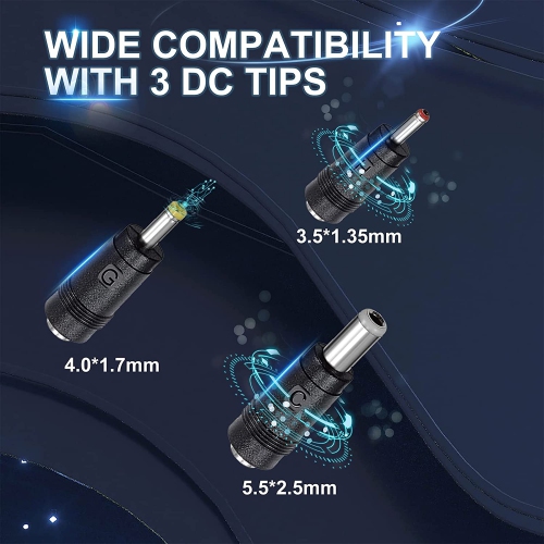 2 Pack AC 100-240V 50/60Hz to DC 12V 1A 1000MA Power Adapter with 3 Tips for Home Security Camera Surveillance System, LED Strip Lights, Keyboard, BT