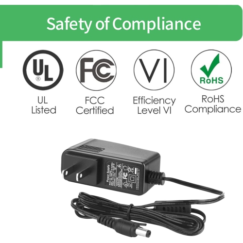 2-Packs AC to DC 12V 1A 12W Power Supply Adapter 5.5mm x 2.1mm UL cUL FCC