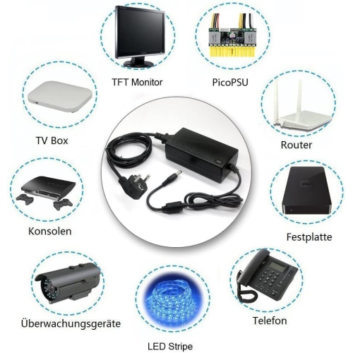 Universal 24V 6A Power Supply Adapter Convert AC 100-240V to DC with 5mm Output Jack for 5050/3528 LED Strip, Rope Light, Tape Lighting, LED Under