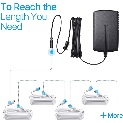 Power Extension Cable, 2 Pack 33ft 2.1mm x 5.5mm, Compatible with Universal 12V DC Adapter Cord or Wall Charger for Security Camera IP Camera/DVR/NVR